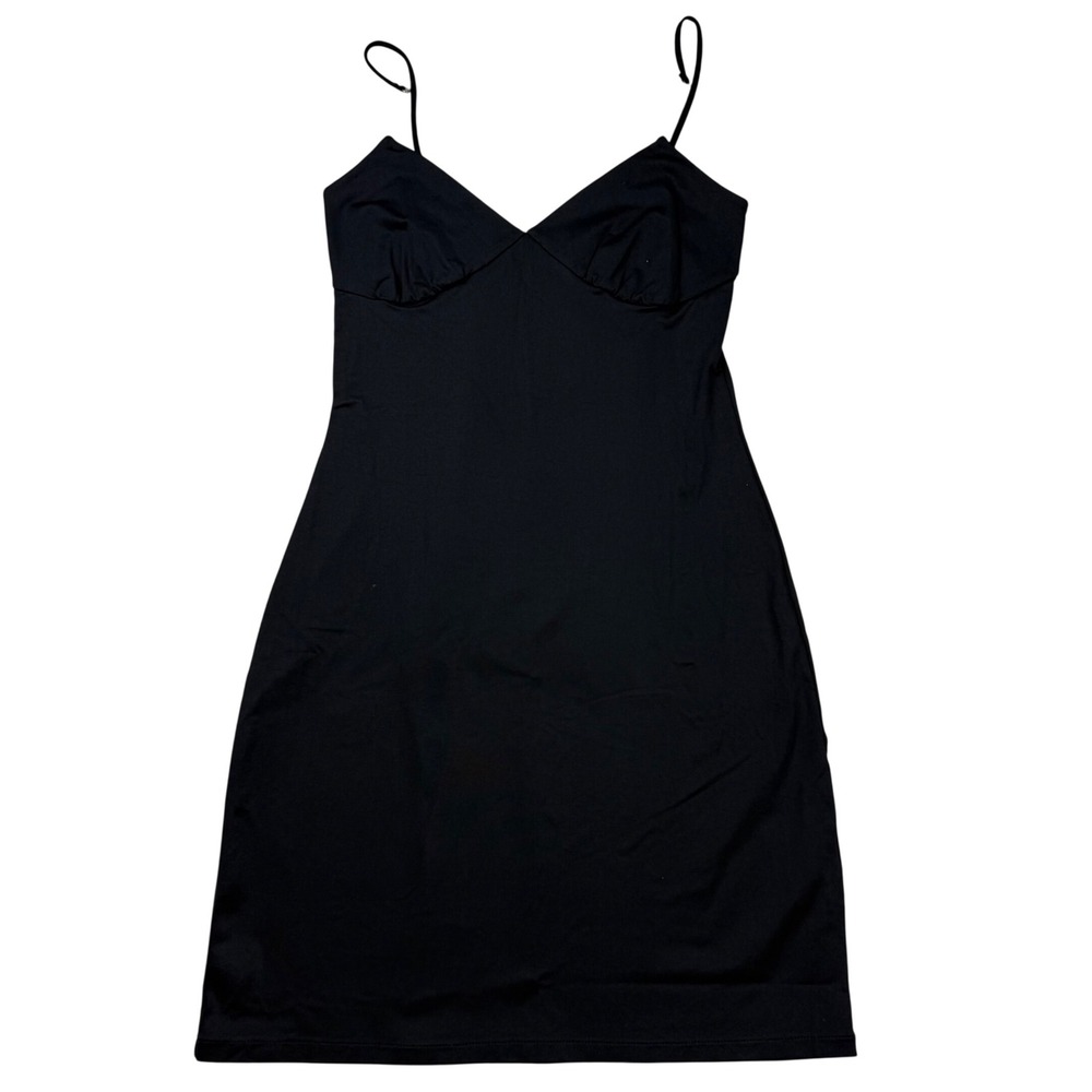 VTG Y2K Ralph Lauren Black Mini Slip Dress Beaded Straps V-Neck Babydoll‎ Sz S